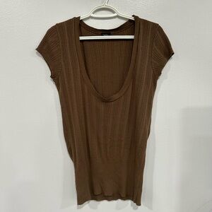 Vanity Brown Short Sleeve Knit Top